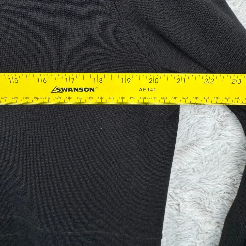 Talbots Cardigan Women Medium Black Open Front Longline Button Cuff Pockets‎